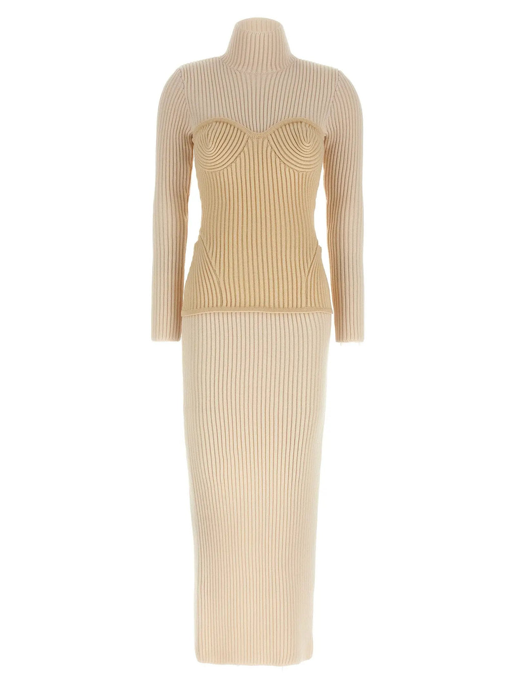 Jean Paul Gaultier Jean Paul Gaultier Beige Merino Wool Long Dress