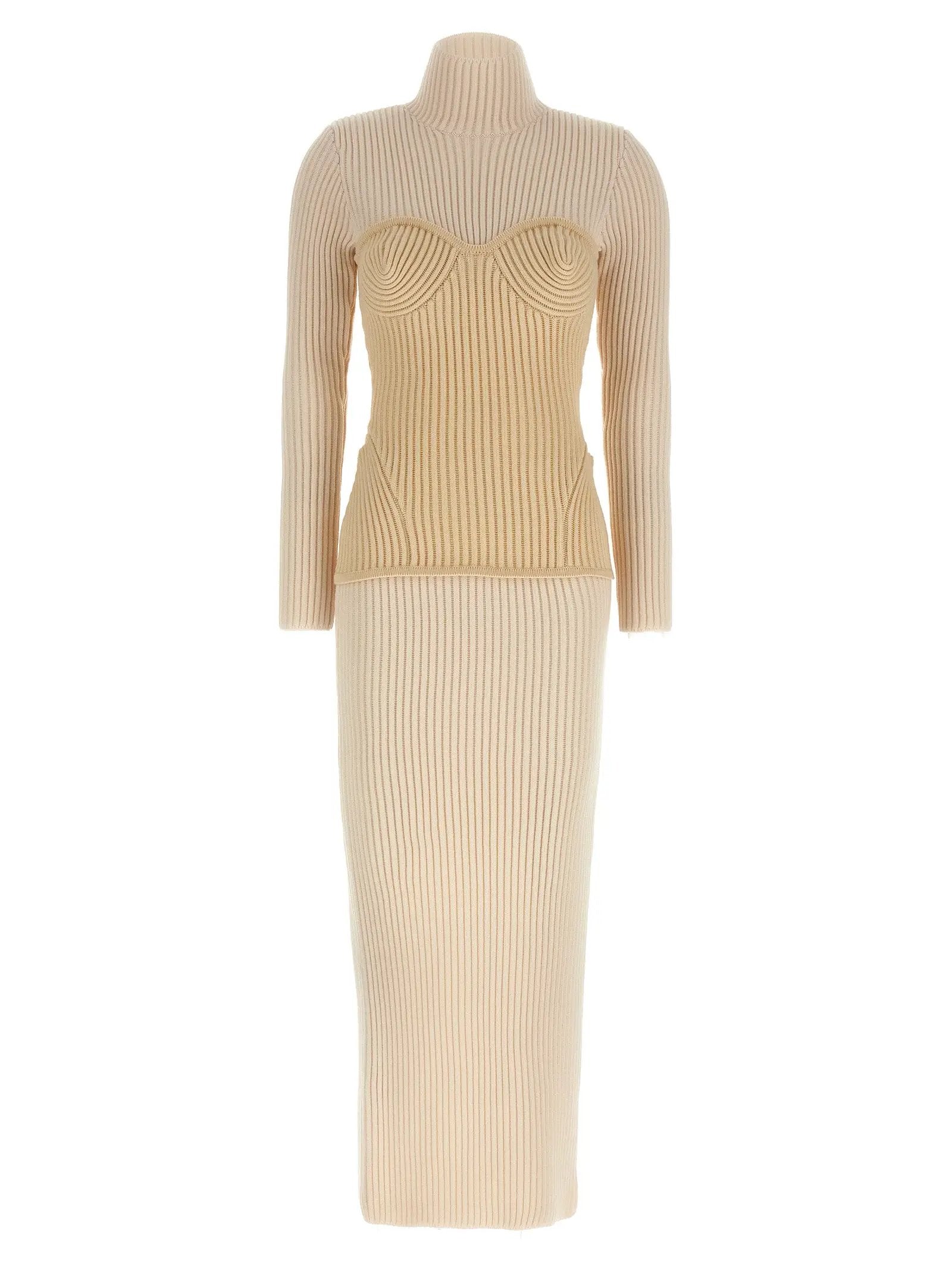 Jean Paul Gaultier Jean Paul Gaultier Beige Merino Wool Long Dress
