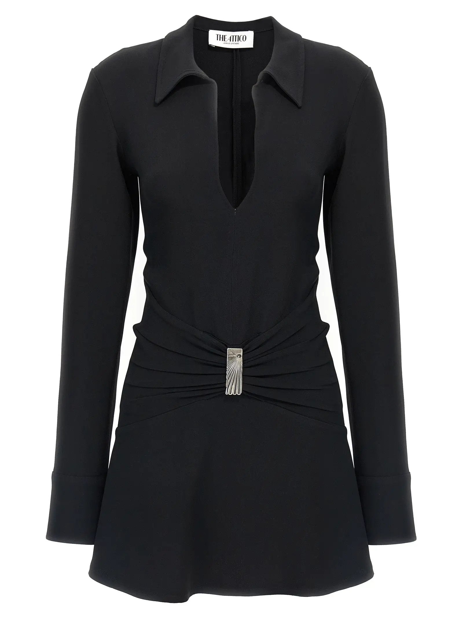 The Attico Black Marabou Short Dress