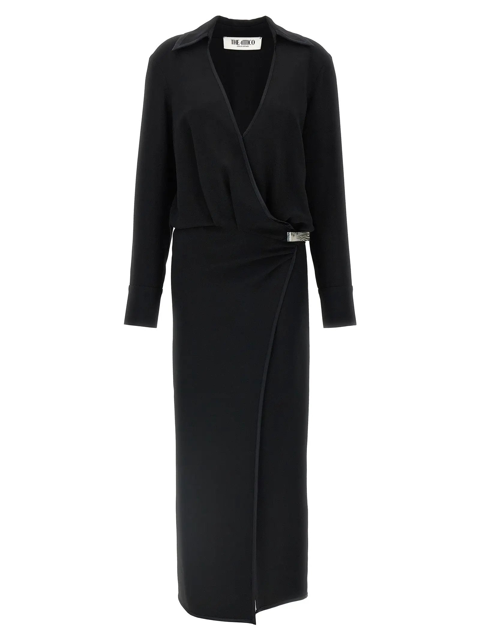 The Attico Black Marabou Midi Dress