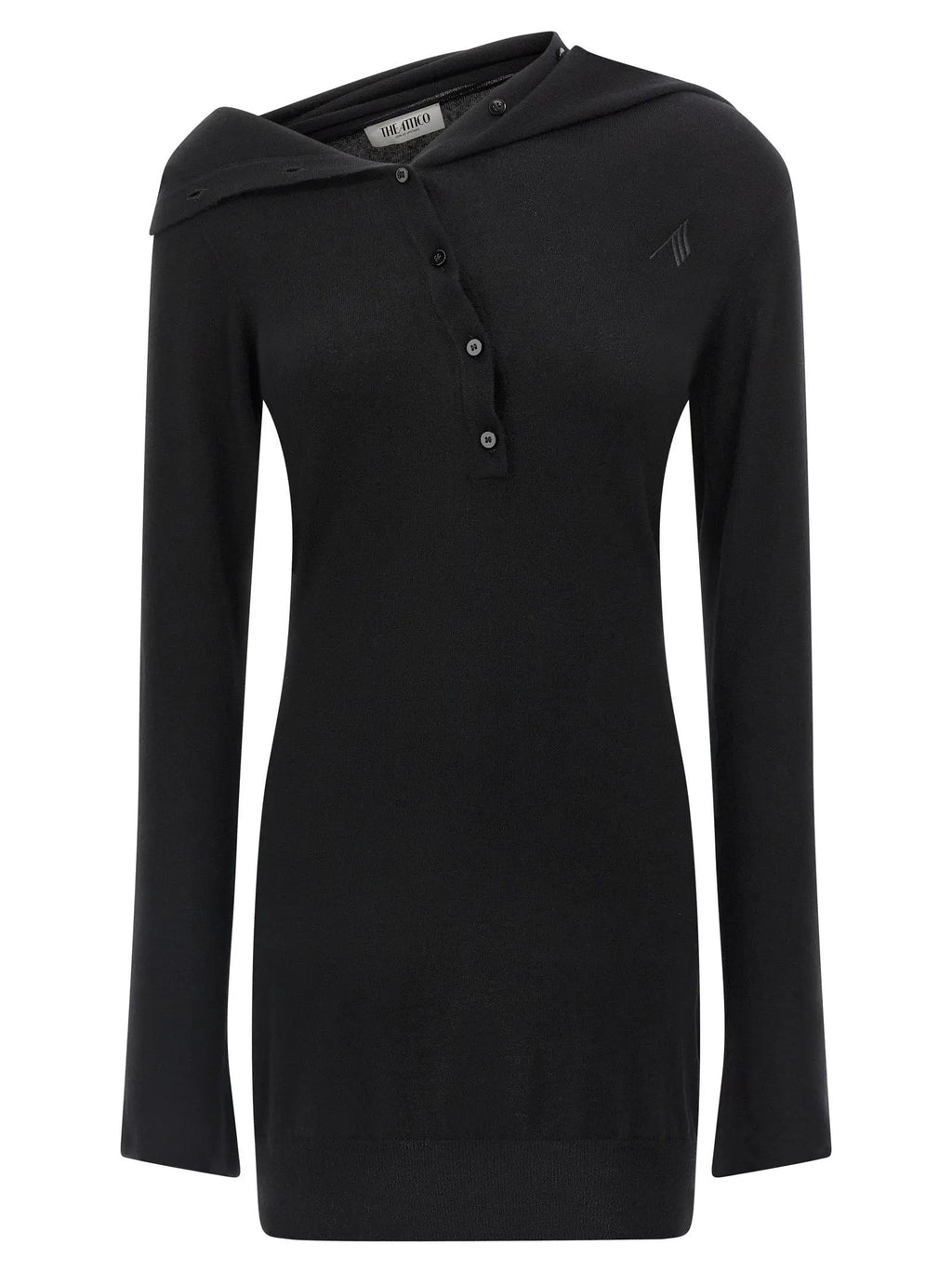 The Attico Black Virgin Wool Short Dress