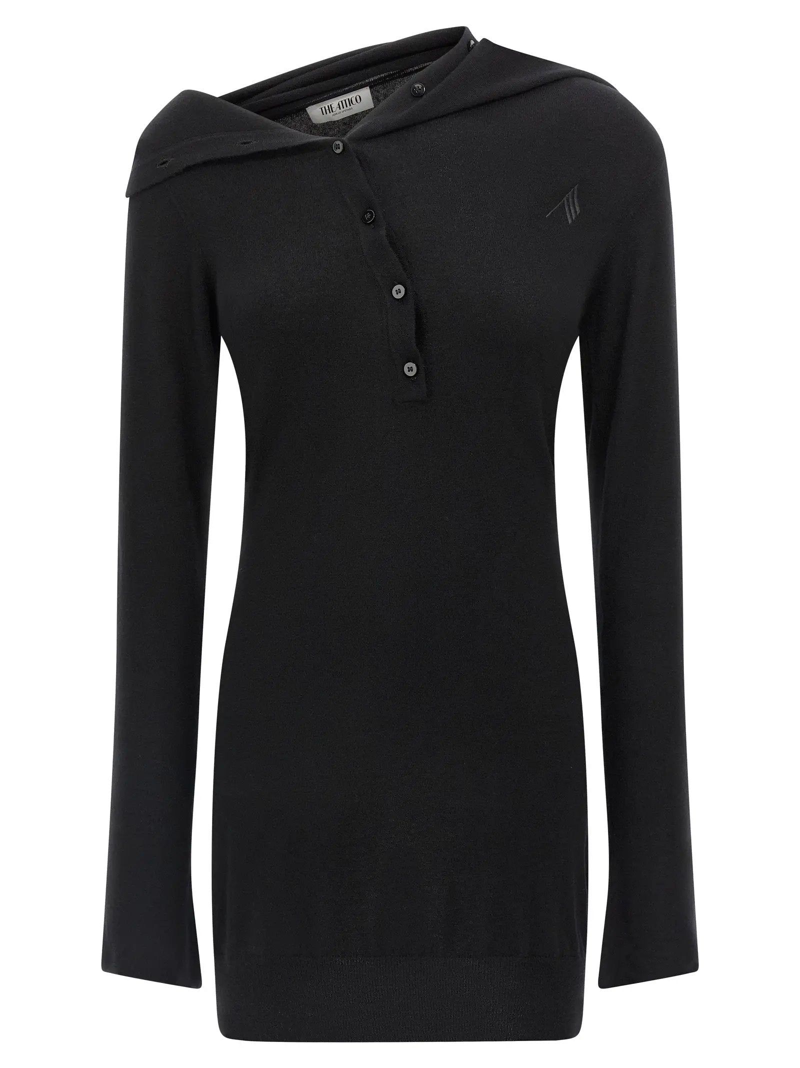 The Attico Black Virgin Wool Short Dress