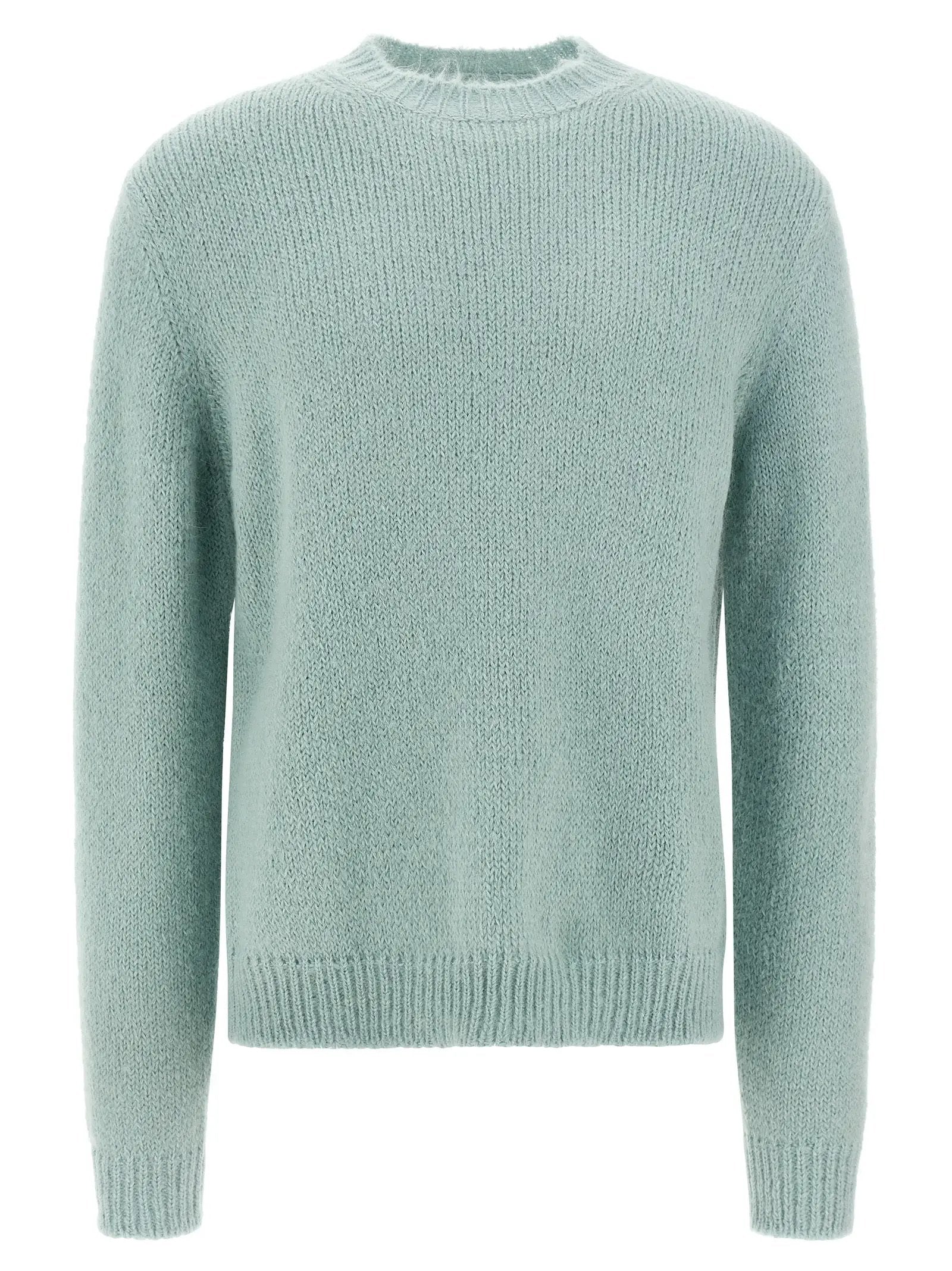 Jil Sander Blue Alpaca Leather Cardigan