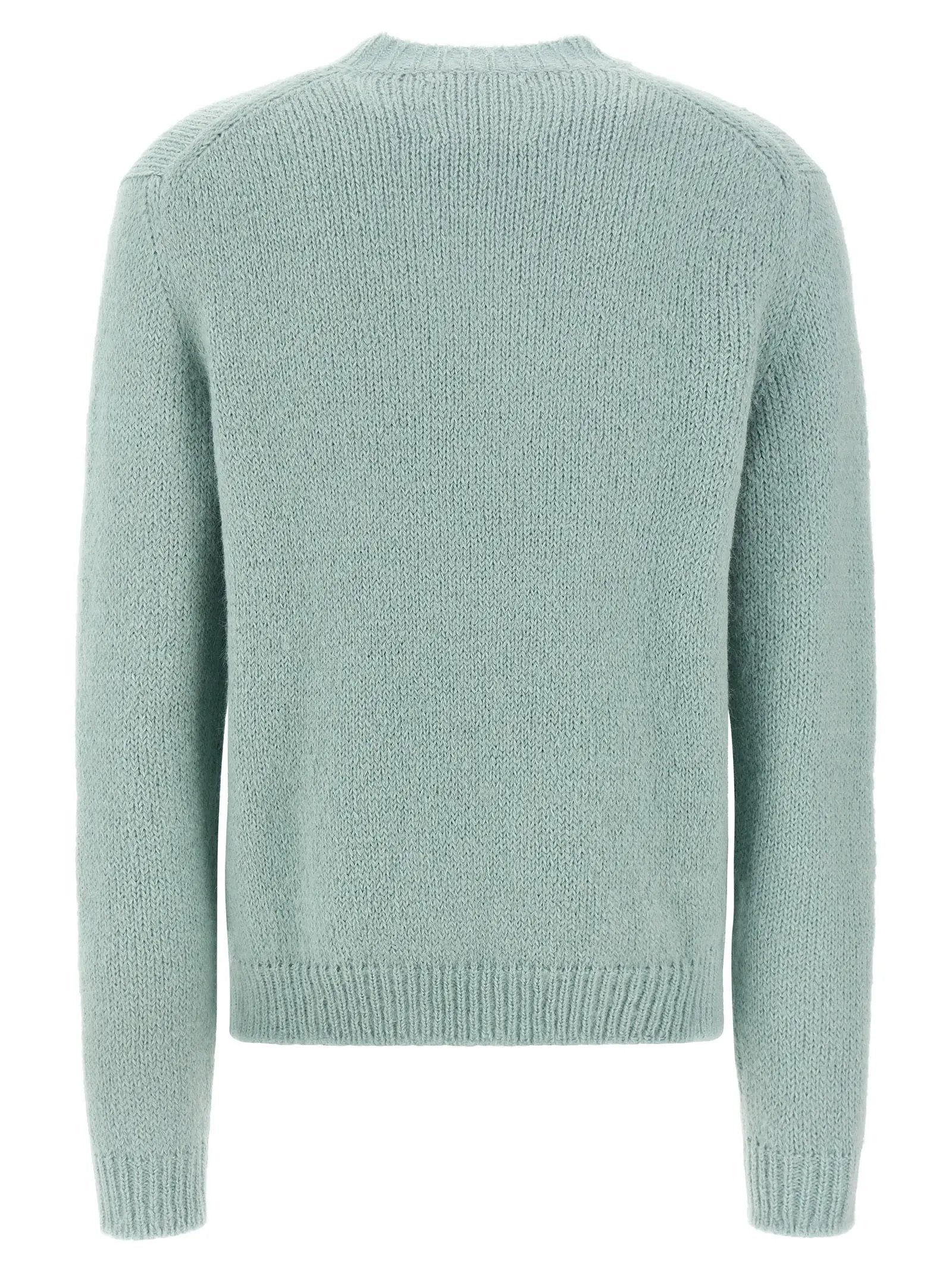 Jil Sander Blue Alpaca Leather Cardigan