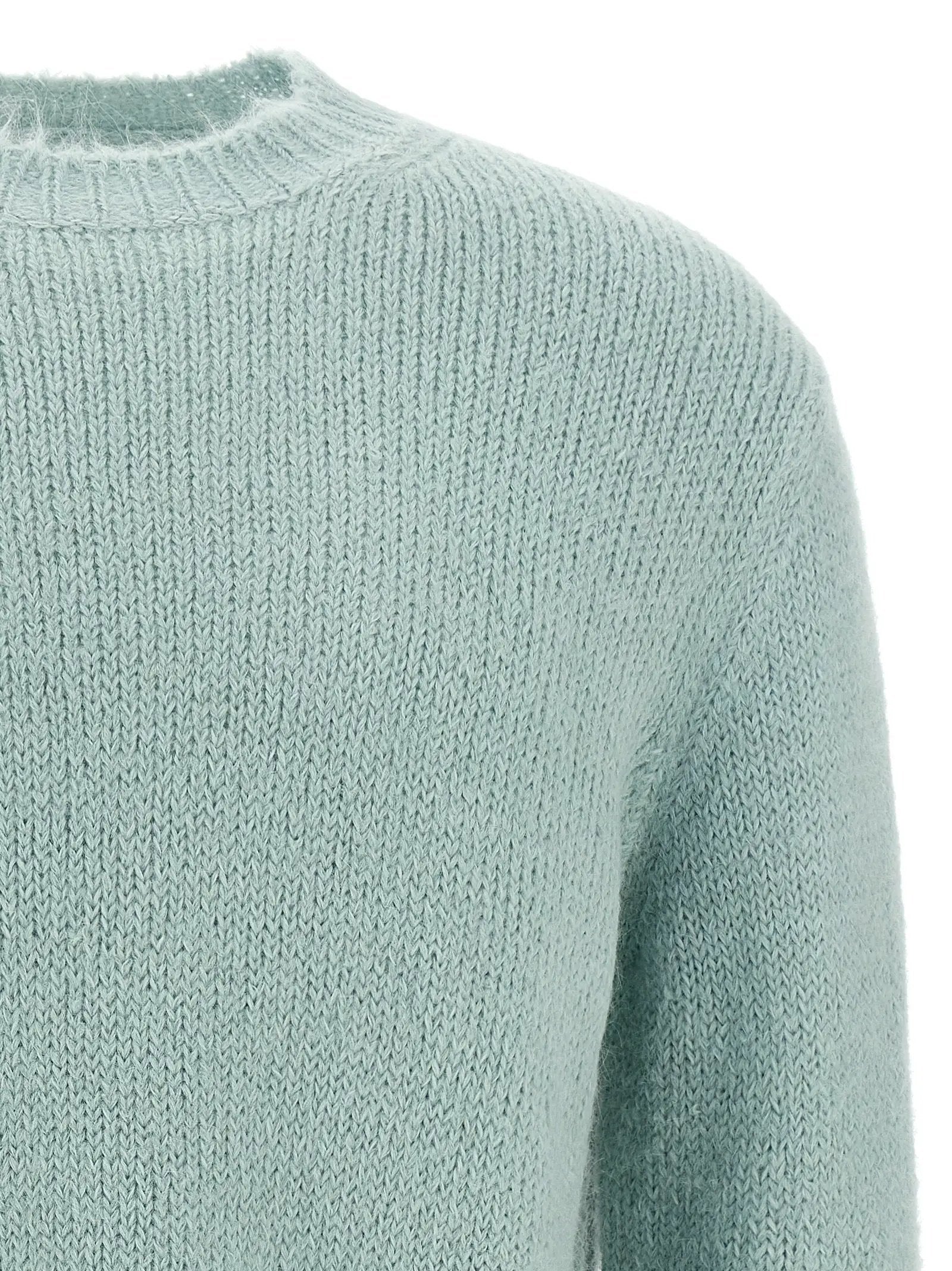 Jil Sander Blue Alpaca Leather Cardigan