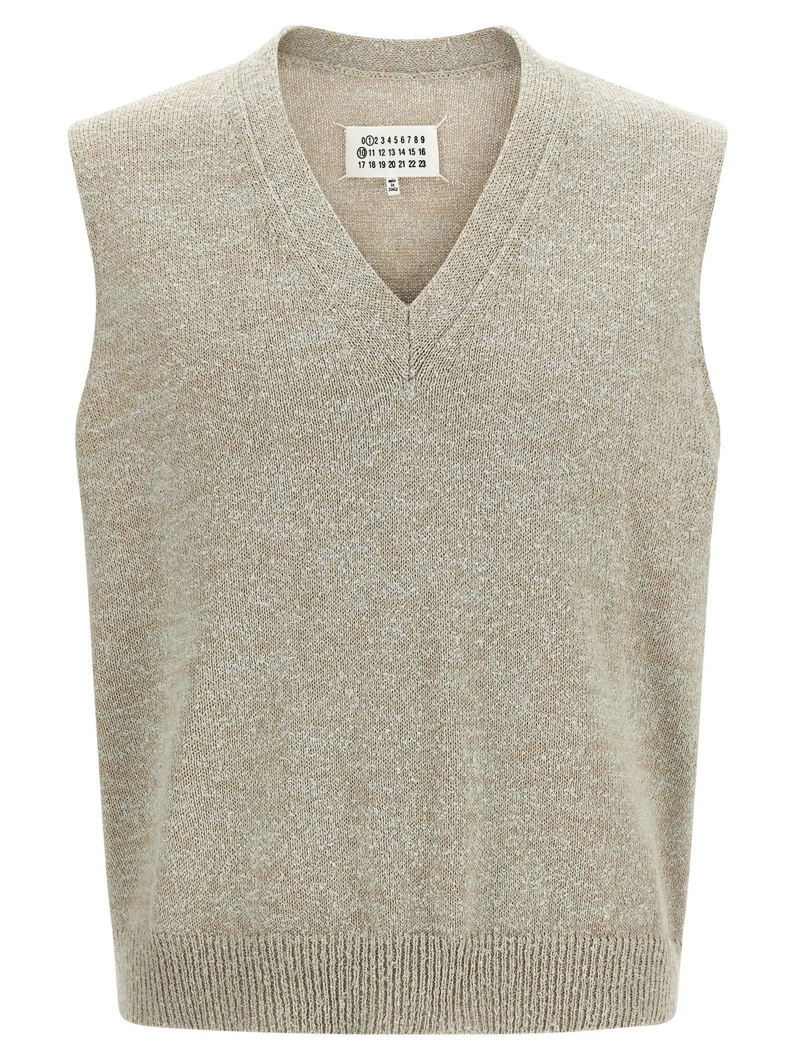 Maison Margiela Beige Cotton Sleeveles Sweater