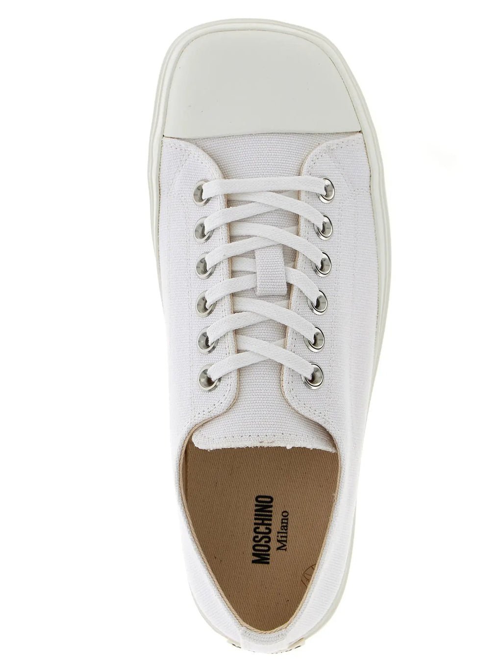 Moschino White Cotton Low Top Sneakers