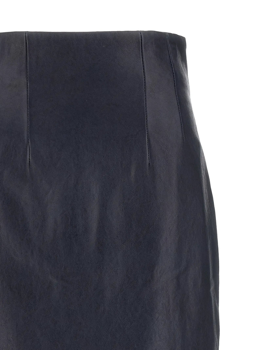 Khaite Blue Lamb Leather Midi Skirt