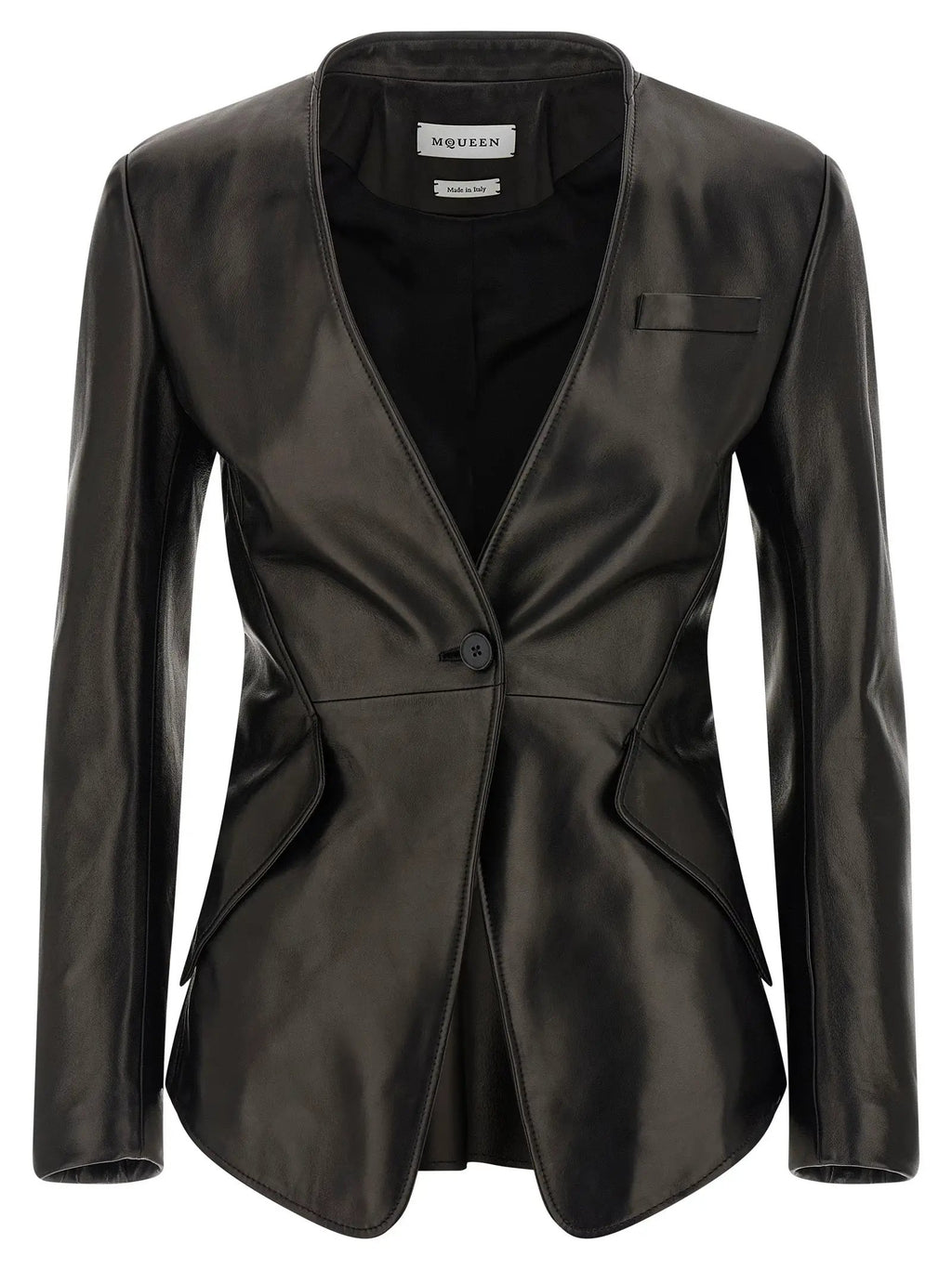 Alexander McQueen Black Lamb Leather Blazer