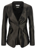 Alexander McQueen Black Lamb Leather Blazer