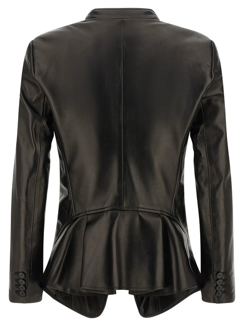 Blazer Alexander McQueen en cuir d'agneau noir