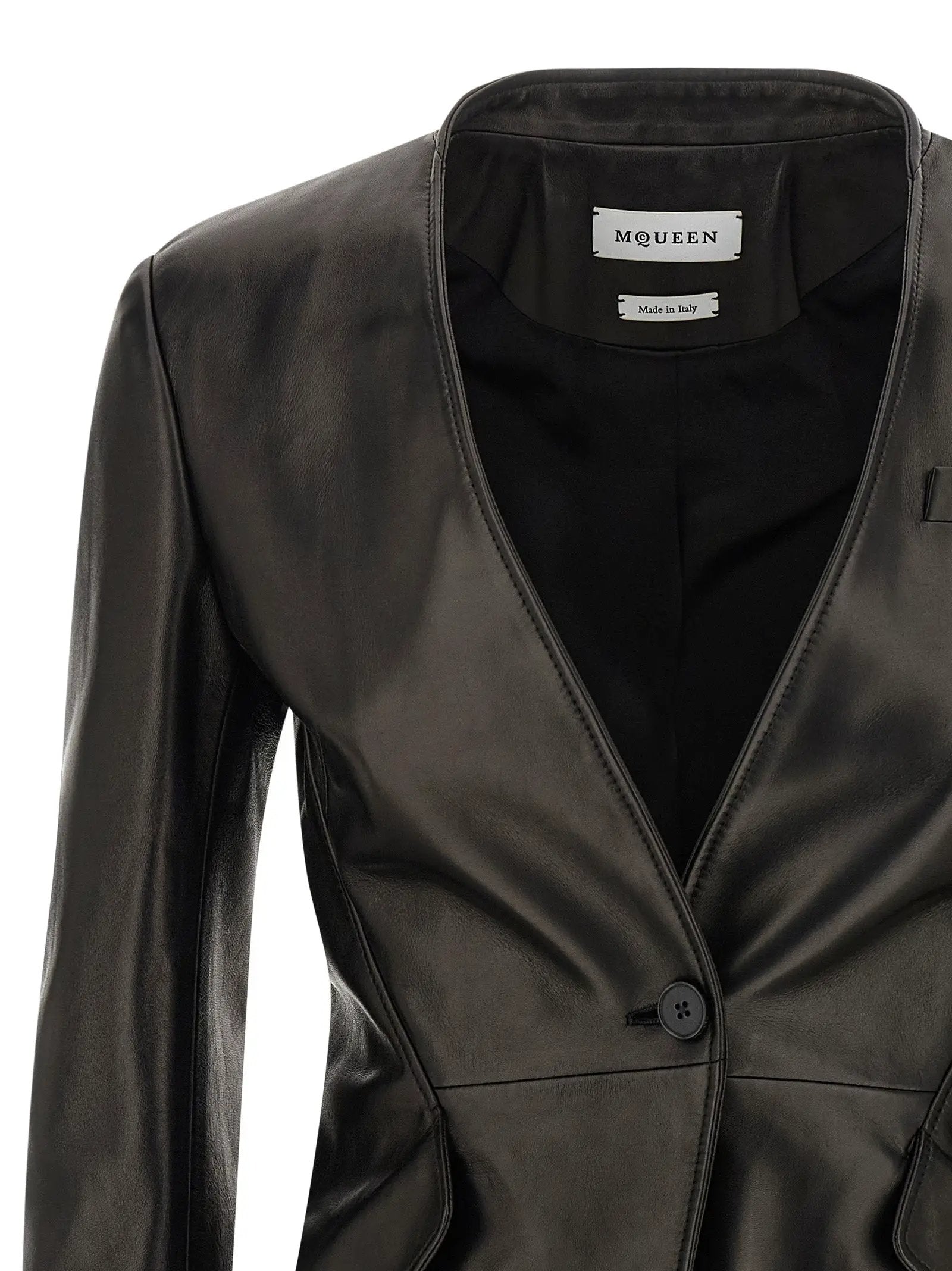 Alexander McQueen Black Lamb Leather Blazer