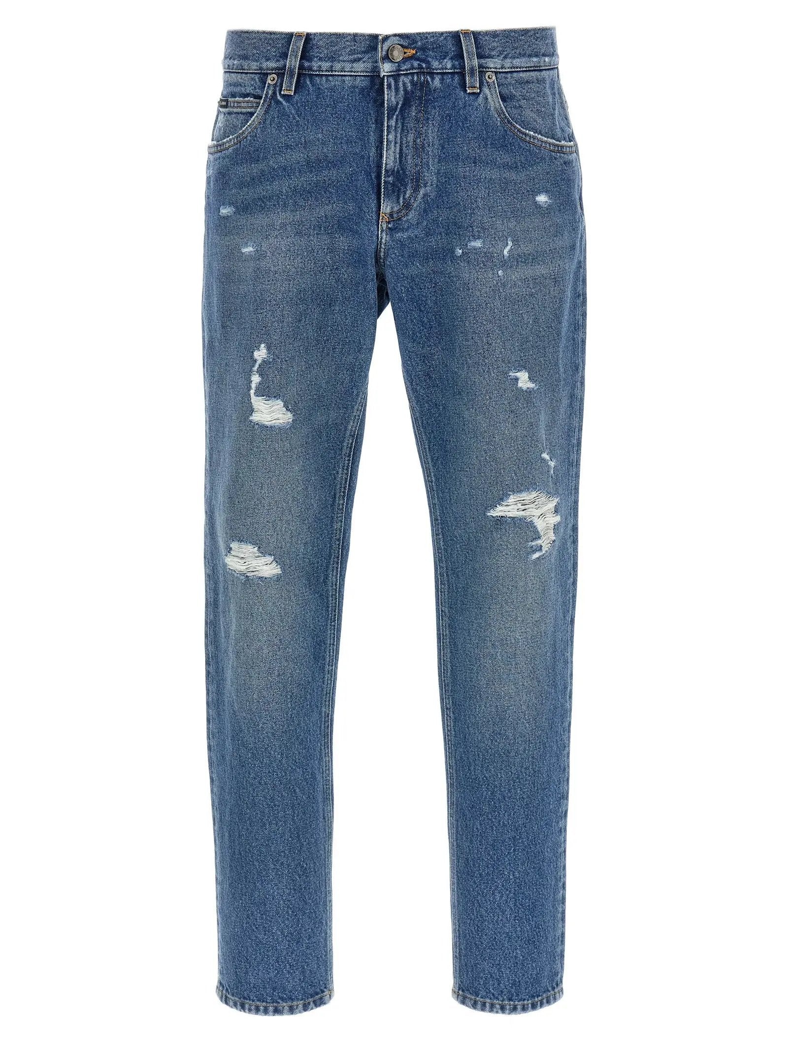 Jean droit en coton bleu Dolce &amp; Gabbana