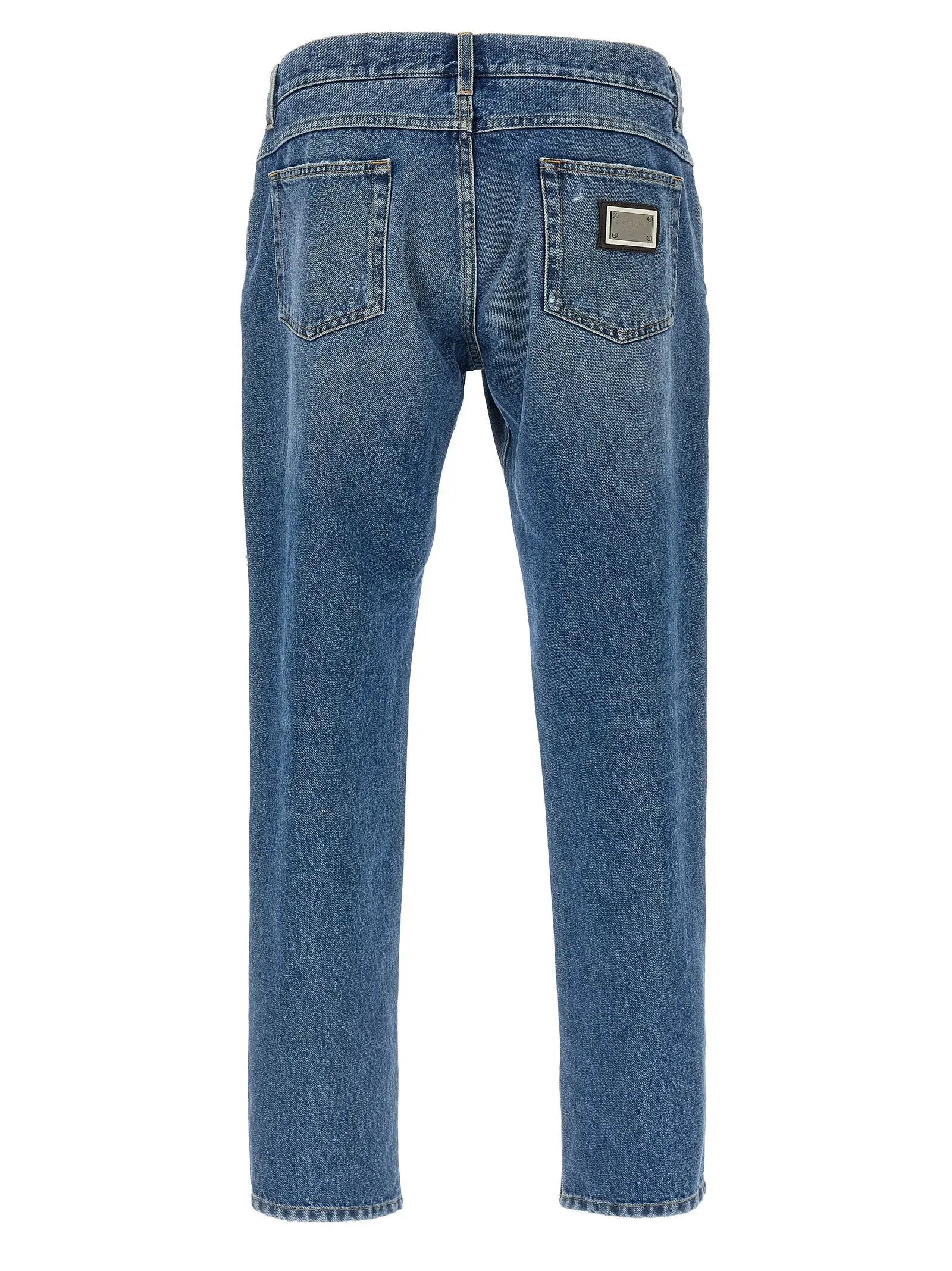 Jean droit en coton bleu Dolce &amp; Gabbana