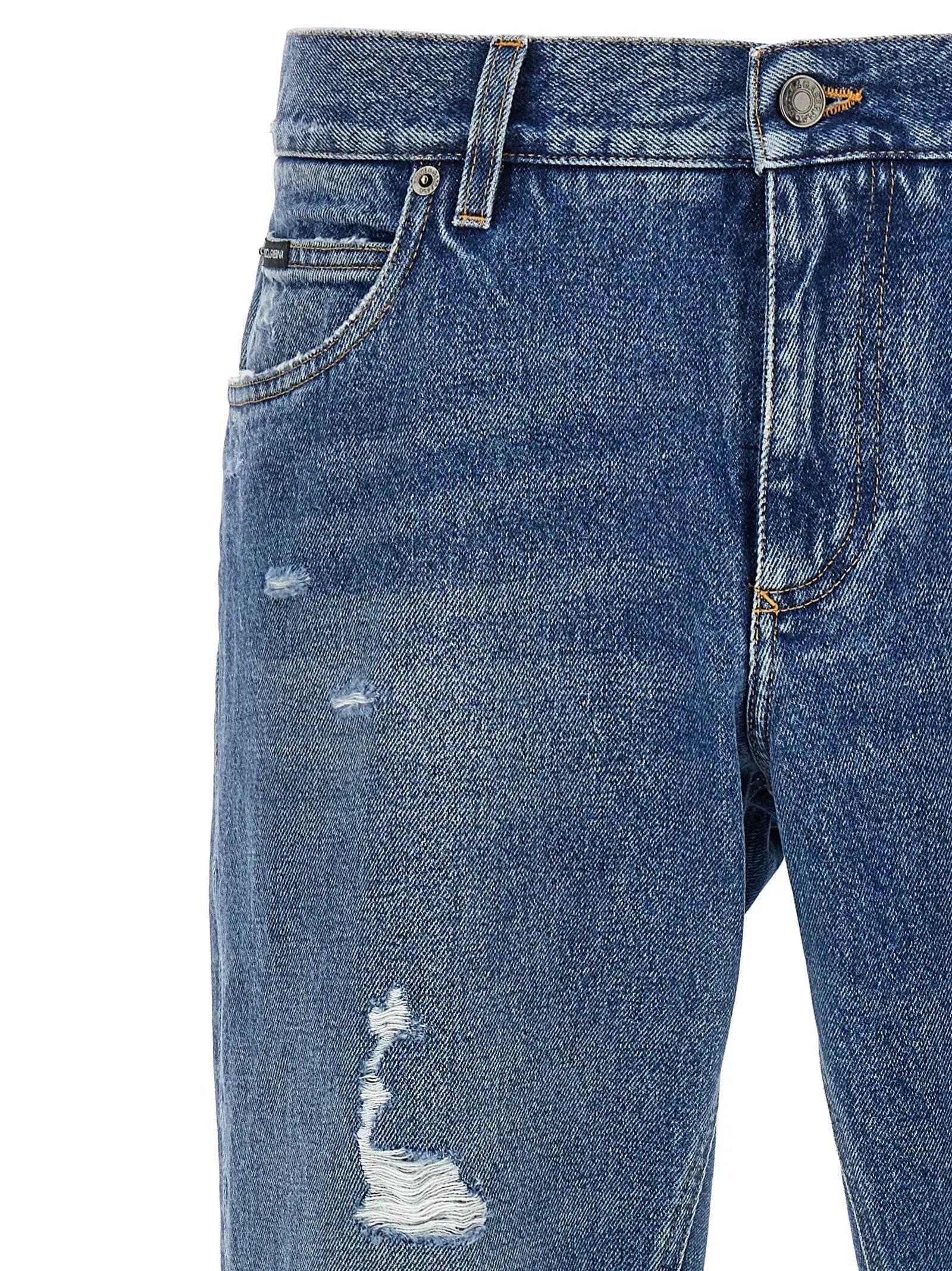 Jean droit en coton bleu Dolce &amp; Gabbana