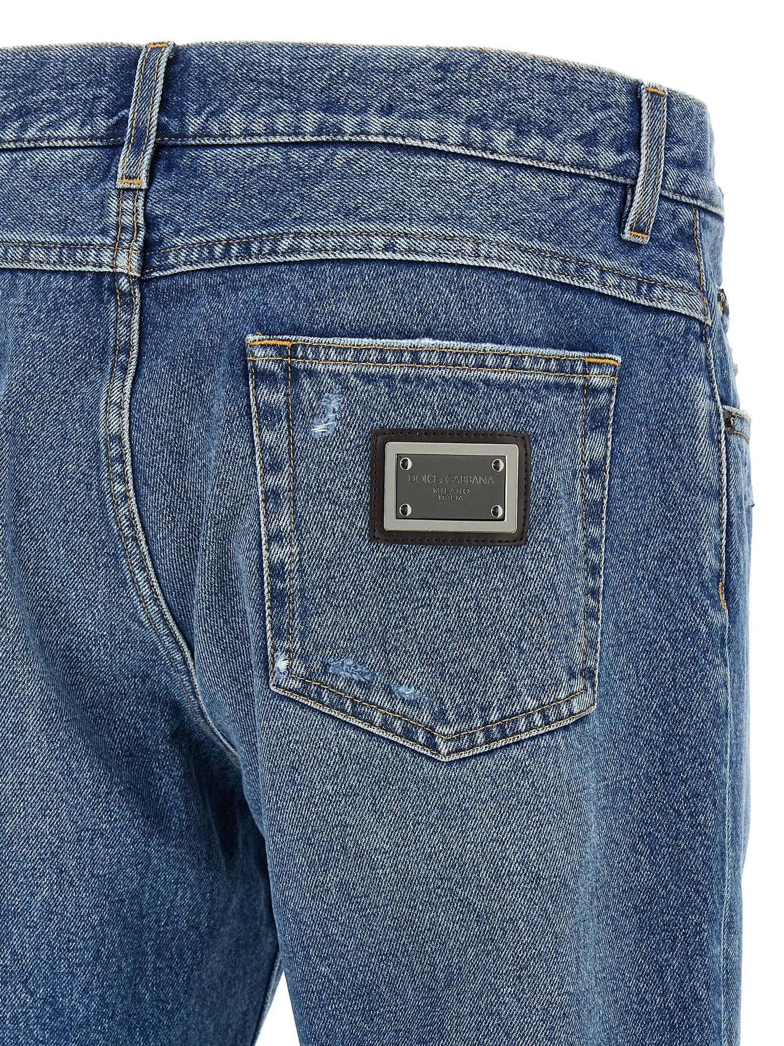 Jean droit en coton bleu Dolce &amp; Gabbana