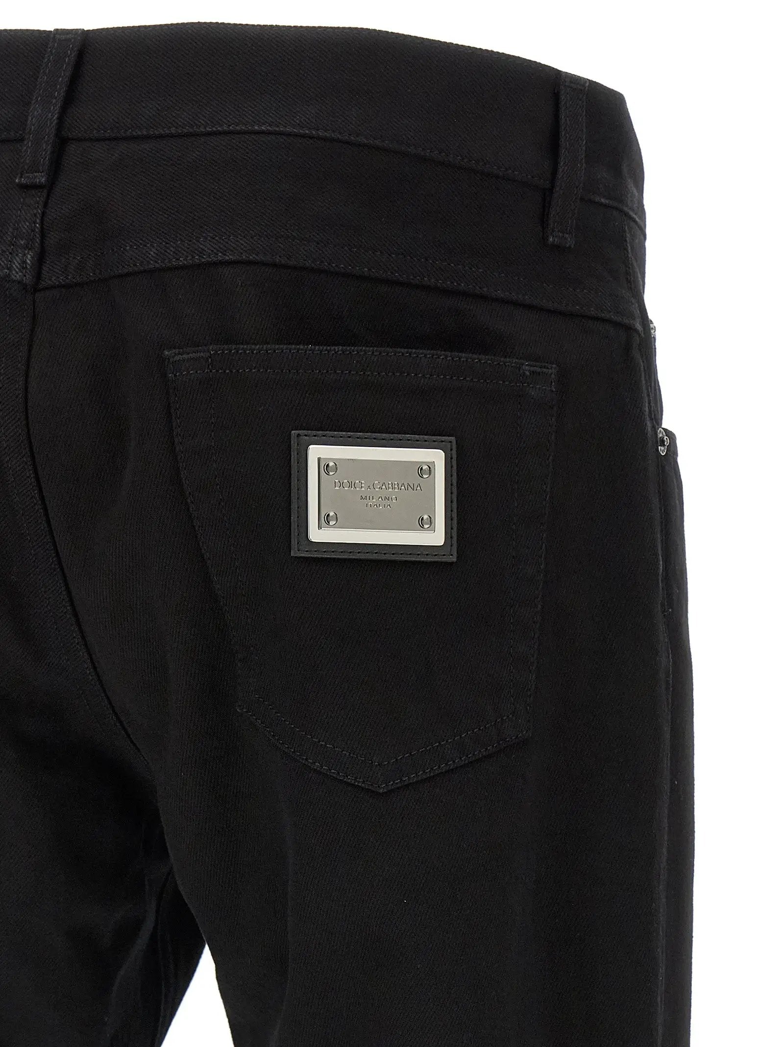 Dolce & Gabbana Black Cotton Straight-Leg Jeans