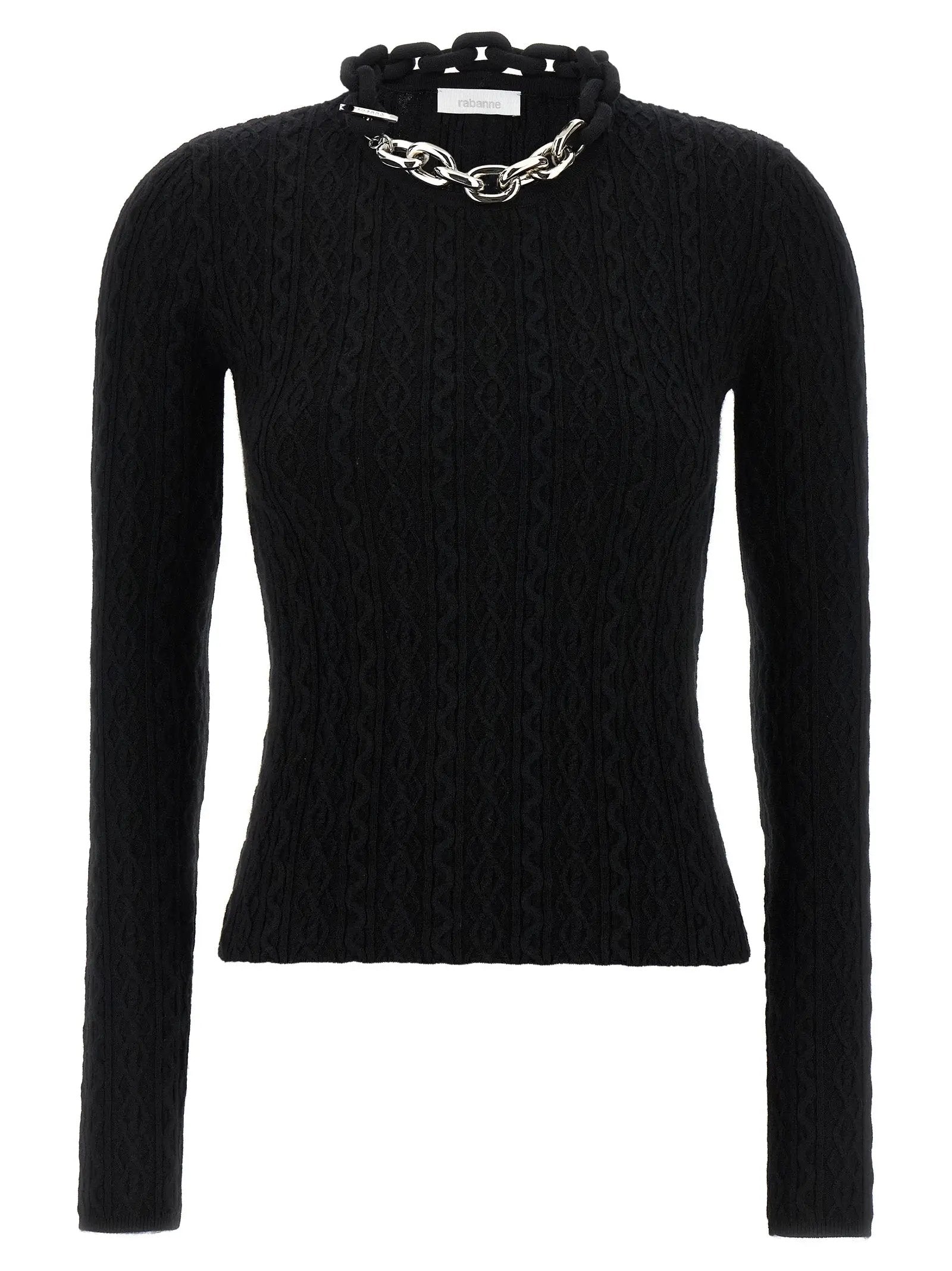 Paco Rabanne Black Wool Cardigan