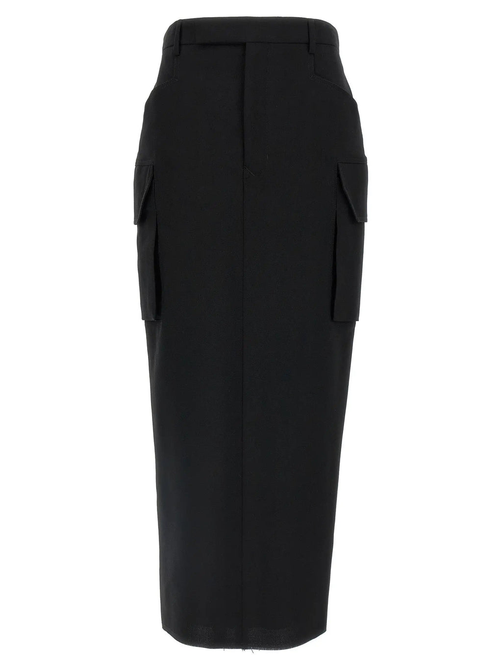 Rick Owens Black Wool Midi Skirt