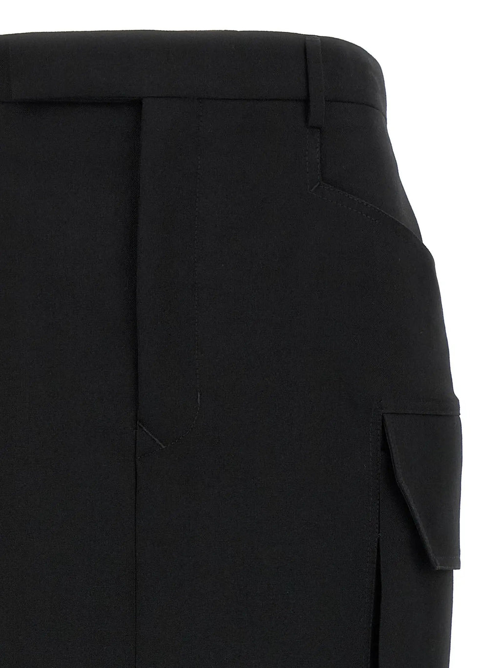 Rick Owens Black Wool Midi Skirt