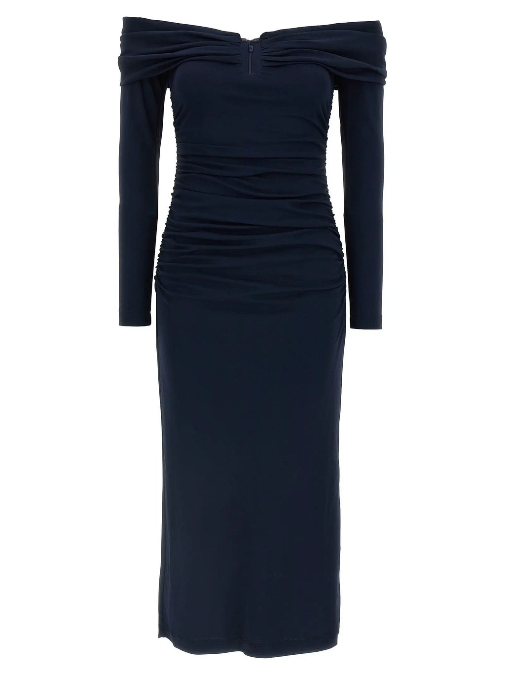 Carolina Herrera Blue Marabou Midi Dress