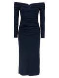 Carolina Herrera Blue Marabou Midi Dress