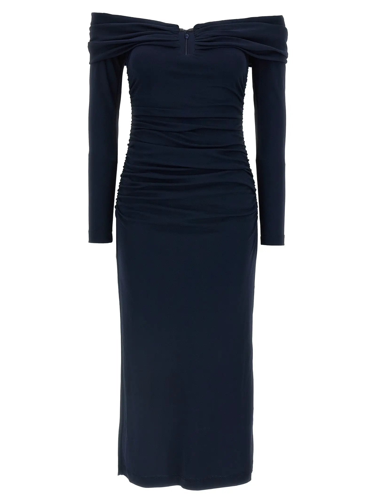 Carolina Herrera Blue Marabou Midi Dress