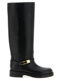 Elisabetta Franchi Black Calfskin Over The Knee