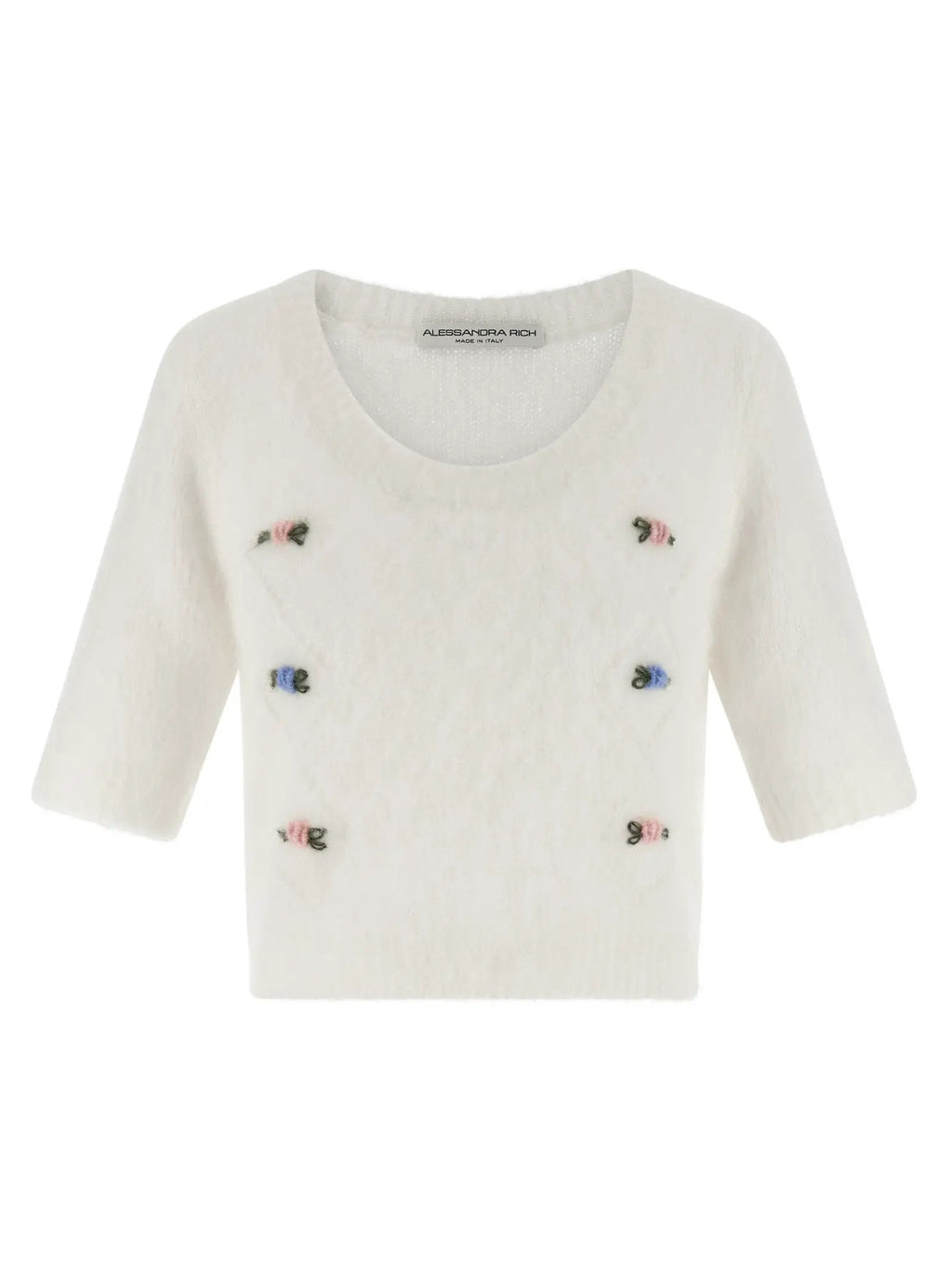 Alessandra Rich White Wool Cardigan