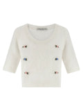 Alessandra Rich White Wool Cardigan