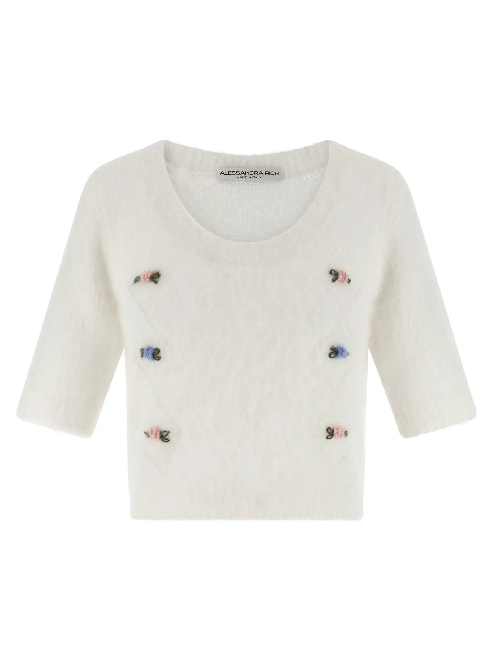 Alessandra Rich White Wool Cardigan