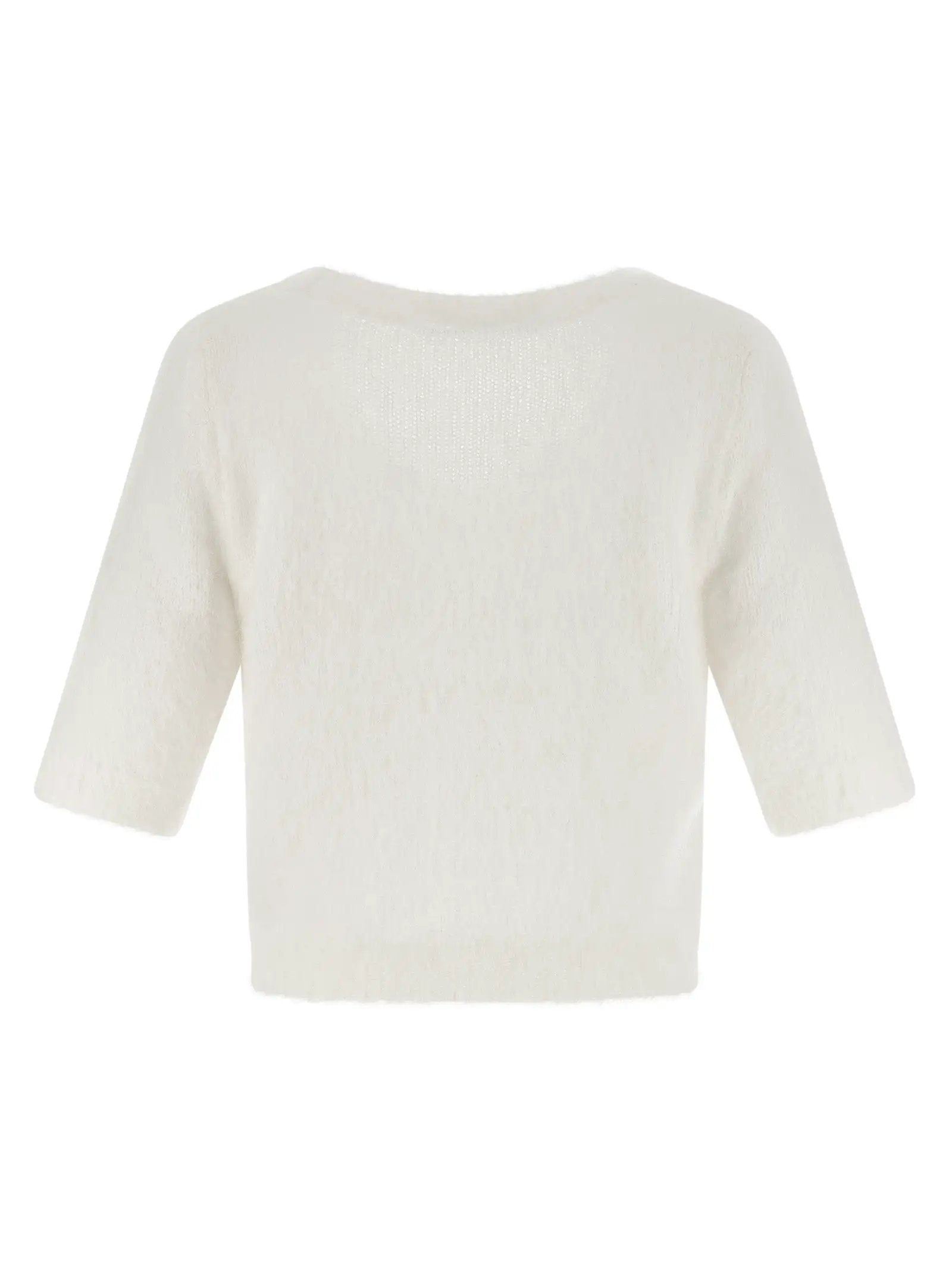 Alessandra Rich White Wool Cardigan