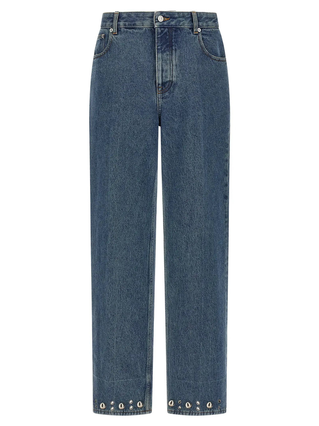 Valentino Garavani Blue Cotton Straight-Leg Jeans