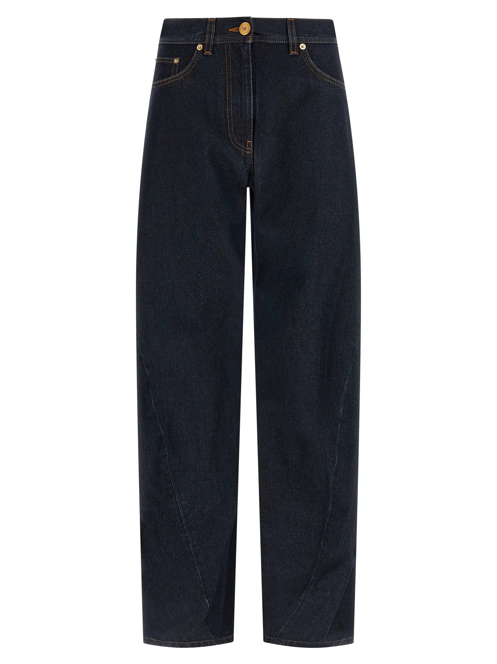 Versace Blue Cotton High-Waisted Jean