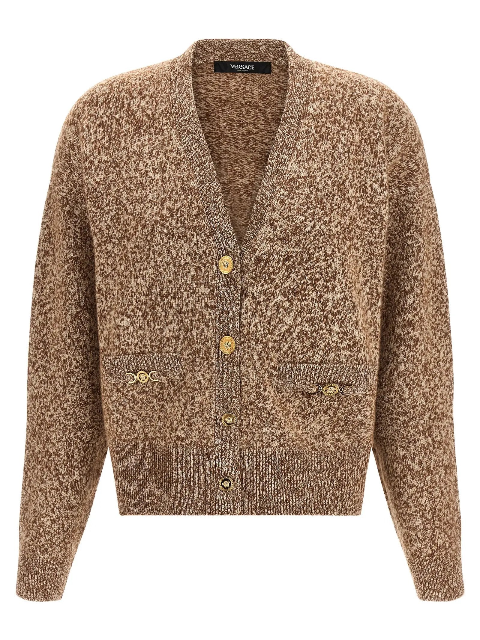 Versace Beige Virgin Wool Cardigan