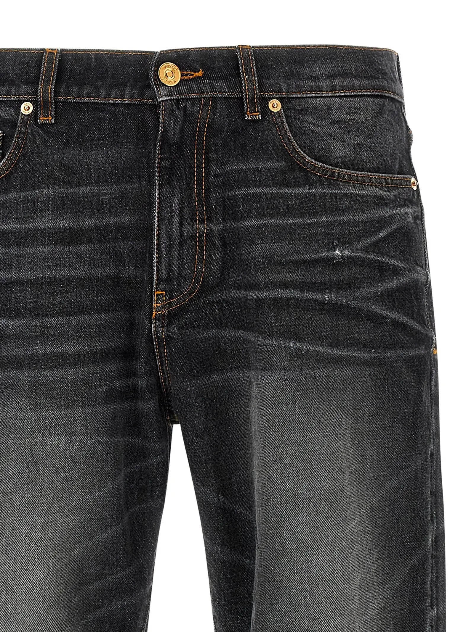 Versace Black Cotton Straight-Leg Jeans