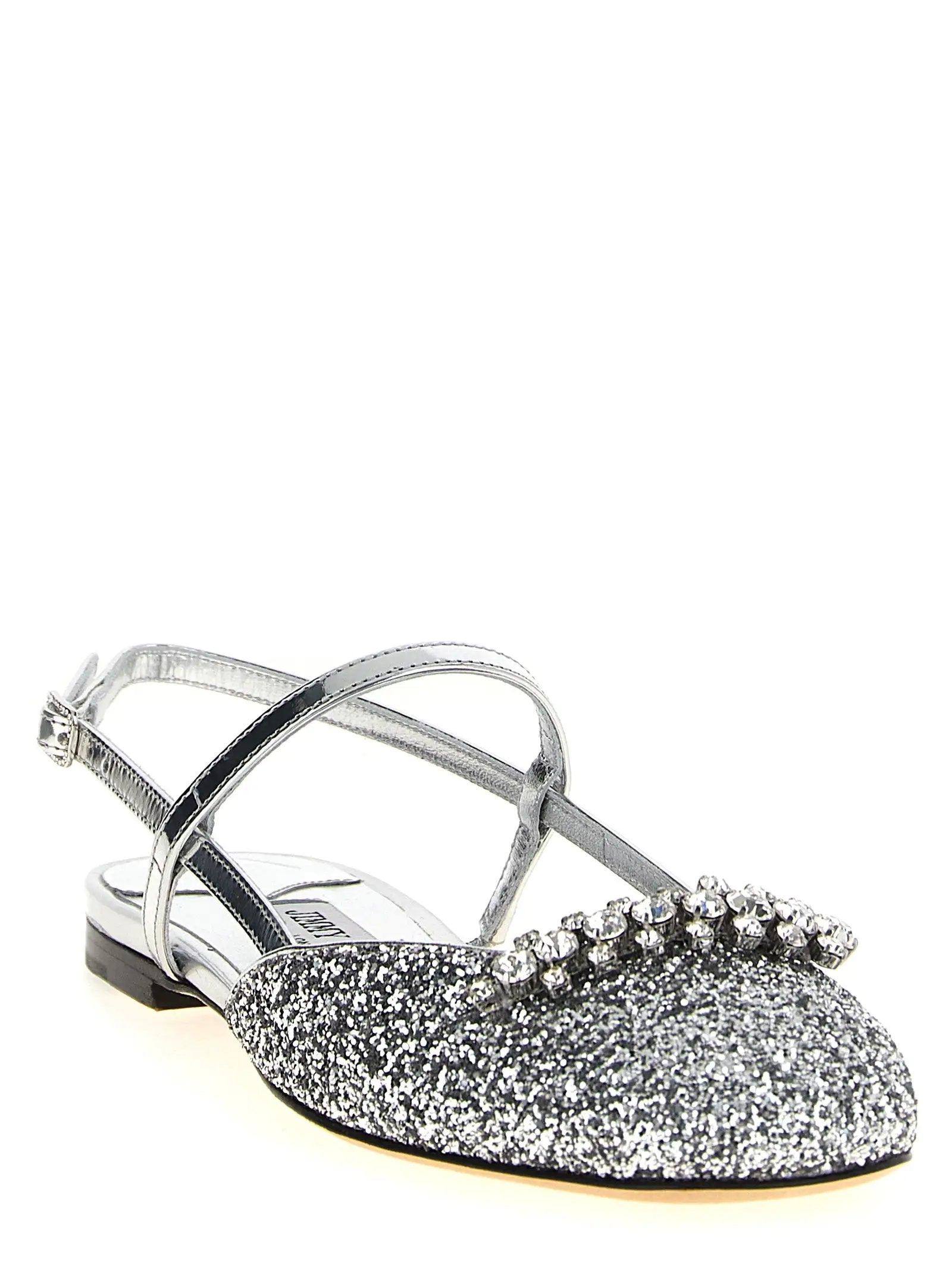 Jimmy Choo Silver Tencel Ballet Flats