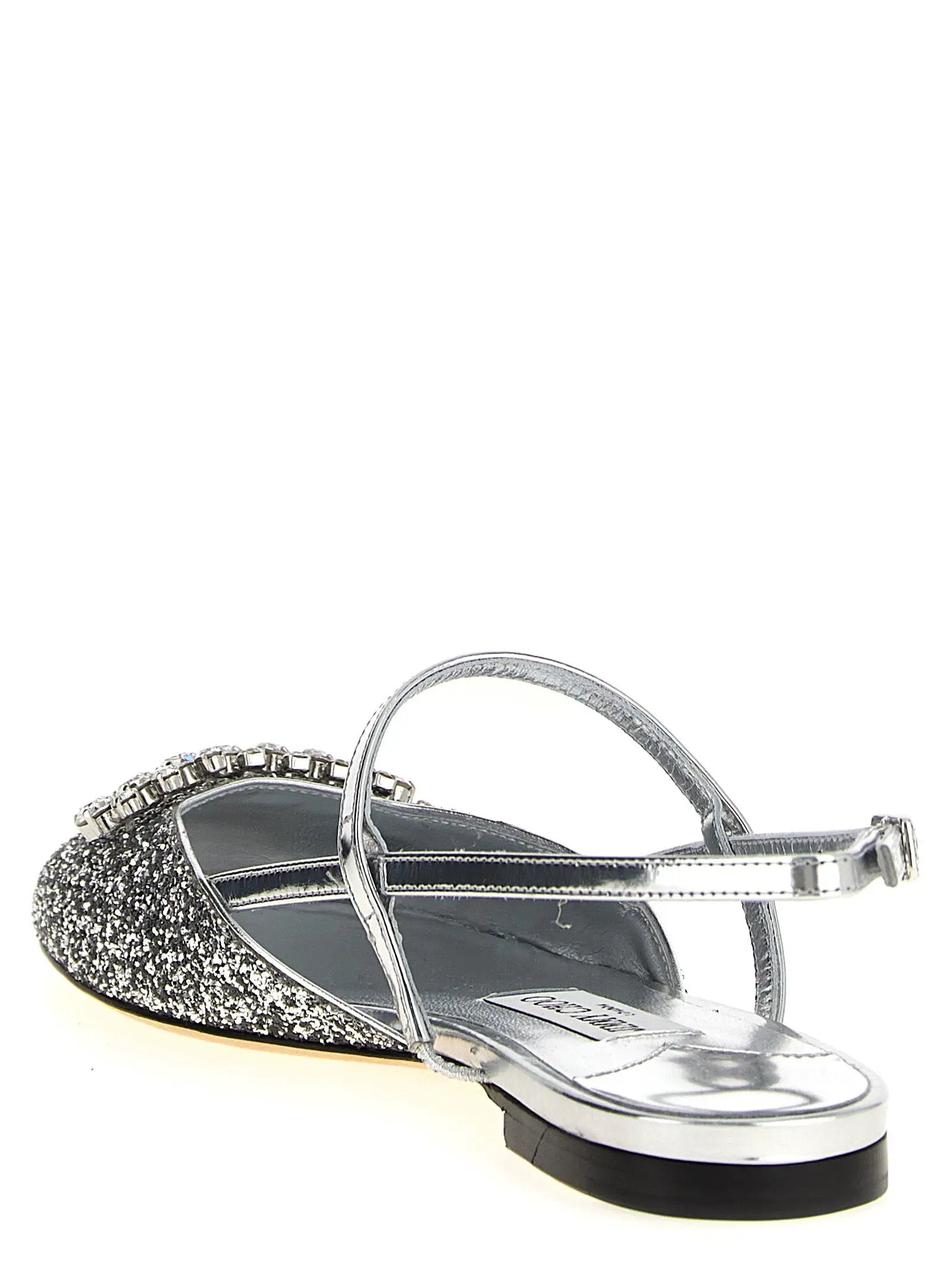 Jimmy Choo Silver Tencel Ballet Flats