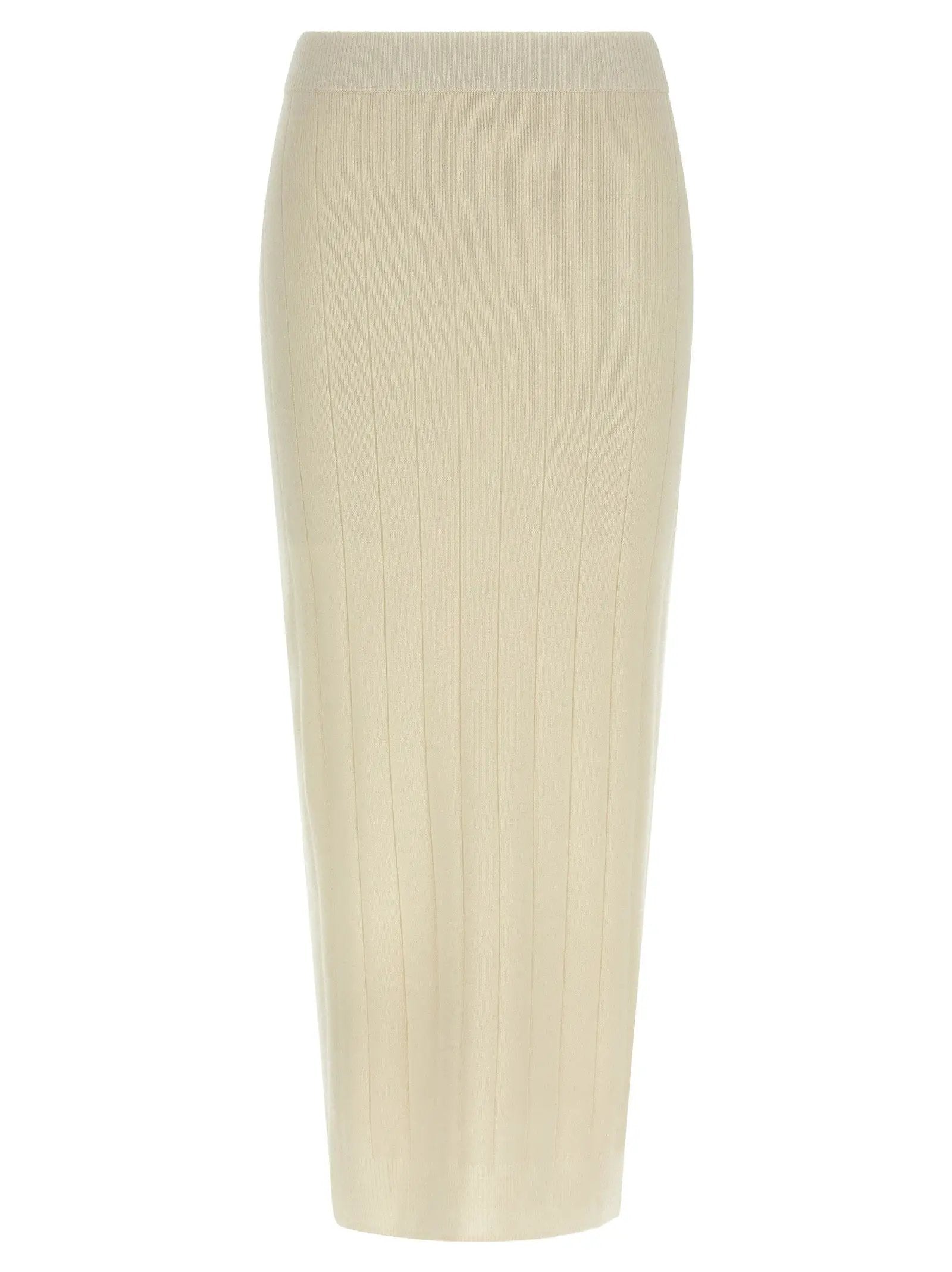 Max Mara White Cashmere Midi Skirt