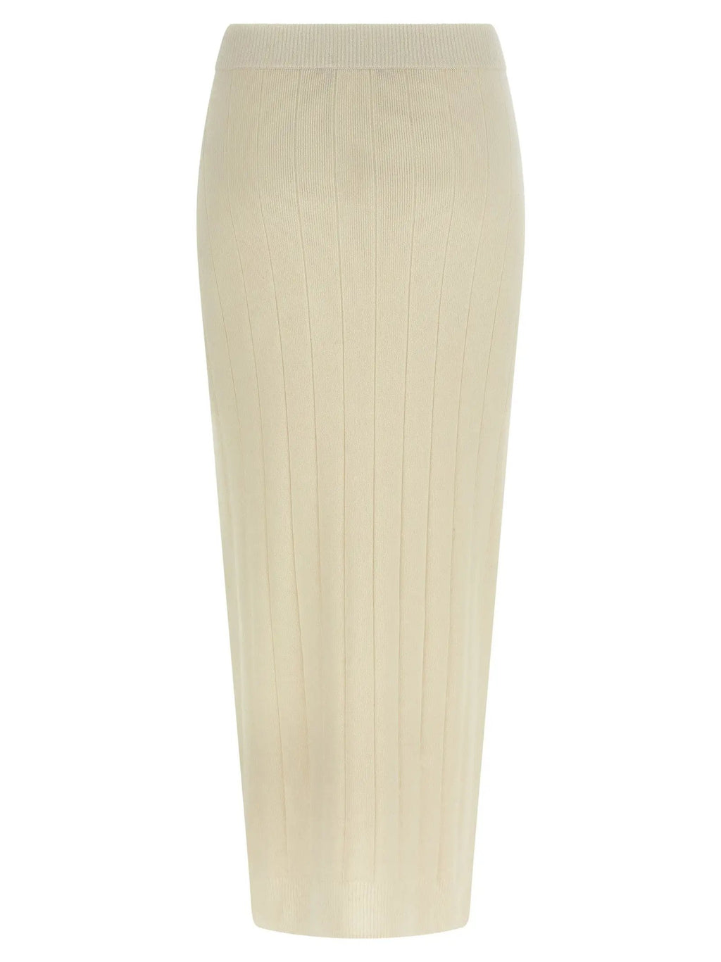 Max Mara White Cashmere Midi Skirt