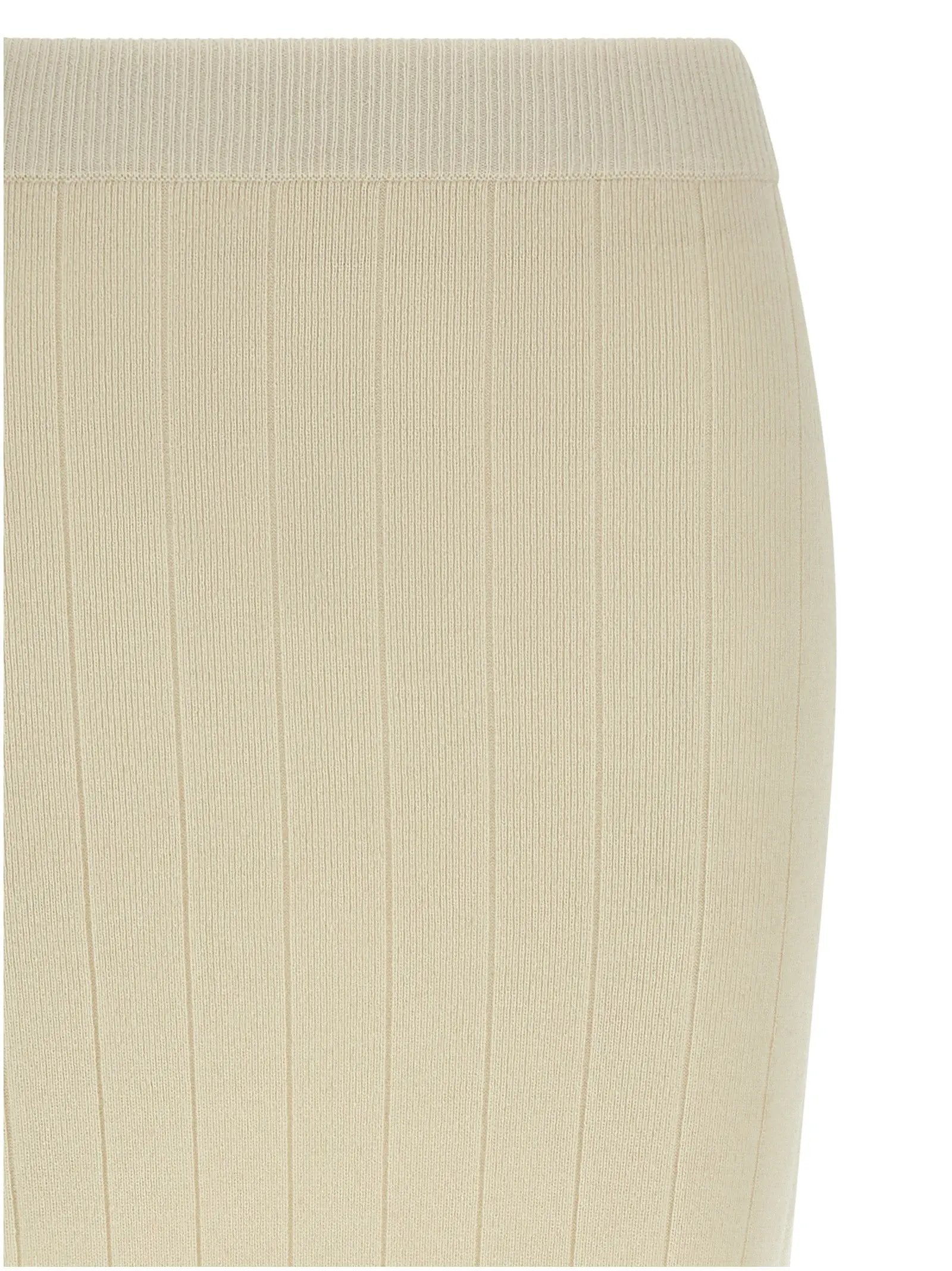 Max Mara White Cashmere Midi Skirt