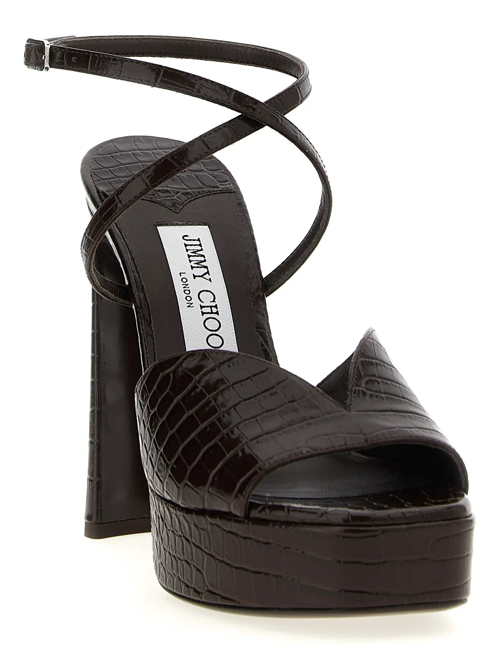 Jimmy Choo Brown Leather Stiletto Heel Sandals