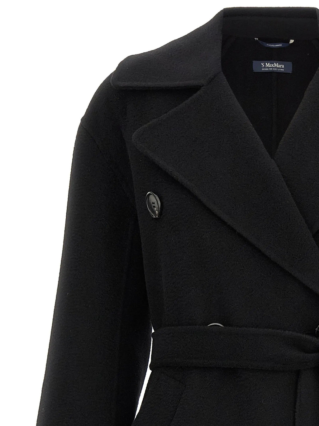 'S Max Mara Black Virgin Wool Coat