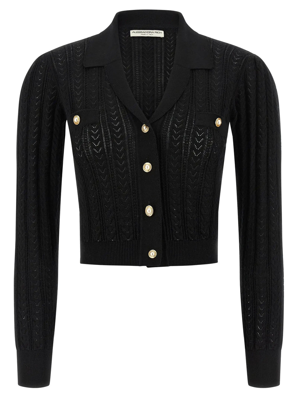 Alessandra Rich Black Cotton Cardigan