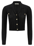 Alessandra Rich Black Cotton Cardigan