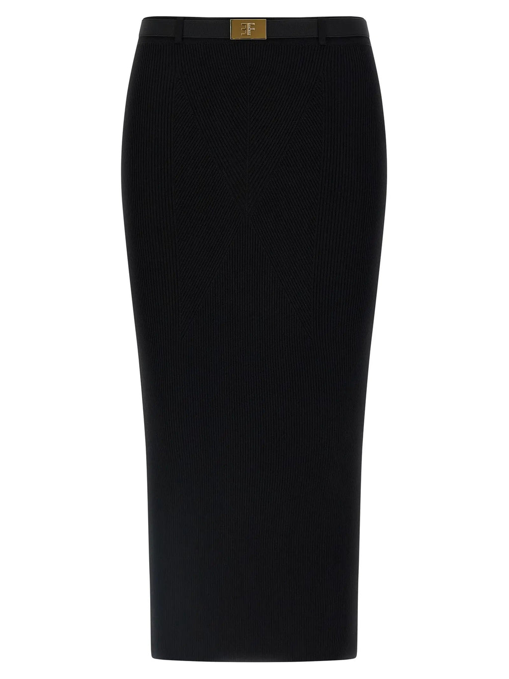 Elisabetta Franchi Black Viscose Midi Skirt