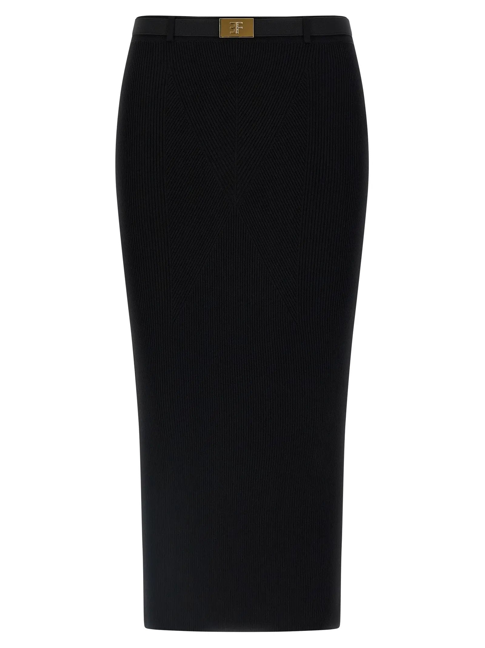 Elisabetta Franchi Black Viscose Midi Skirt