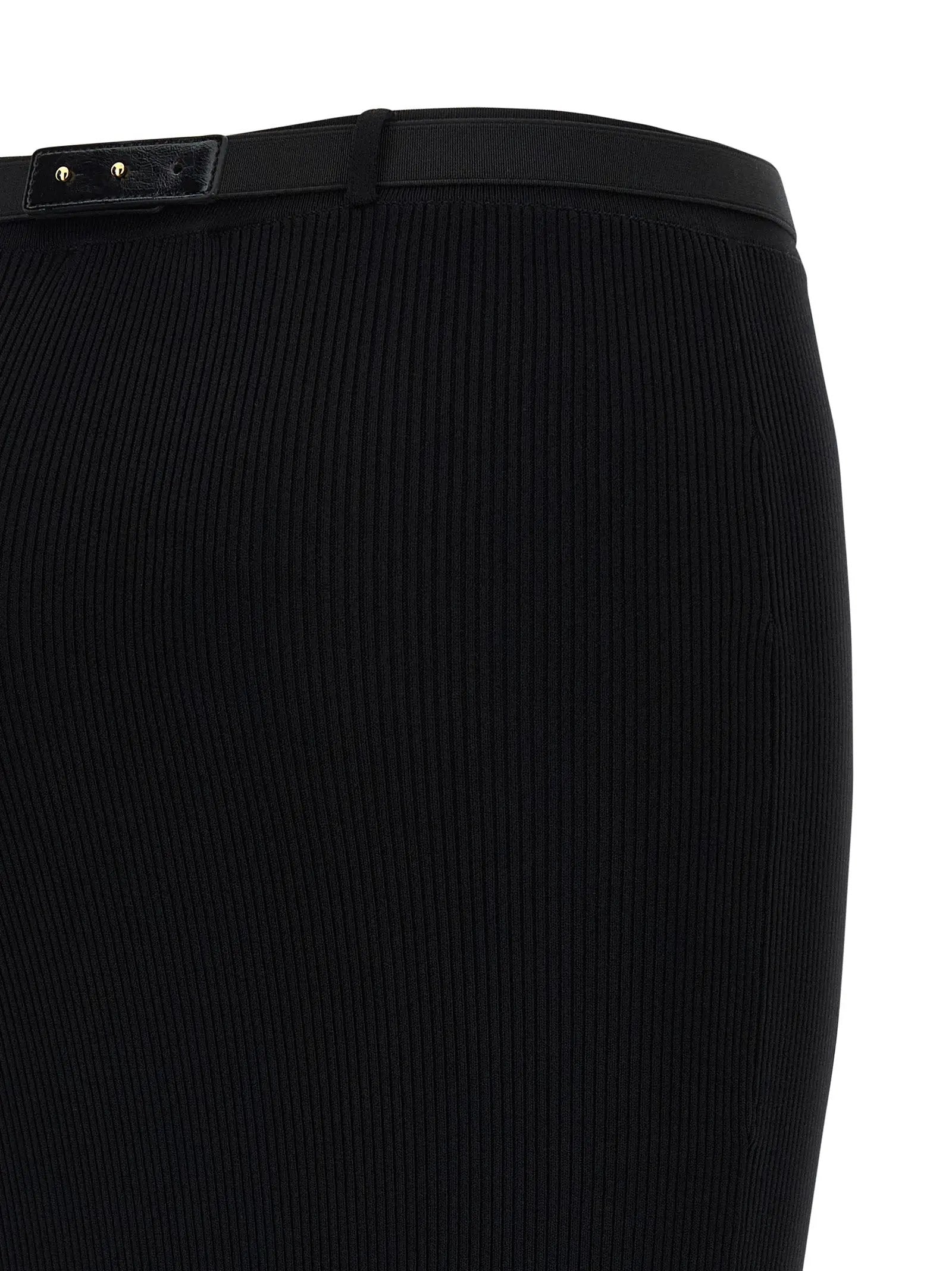 Elisabetta Franchi Black Viscose Midi Skirt