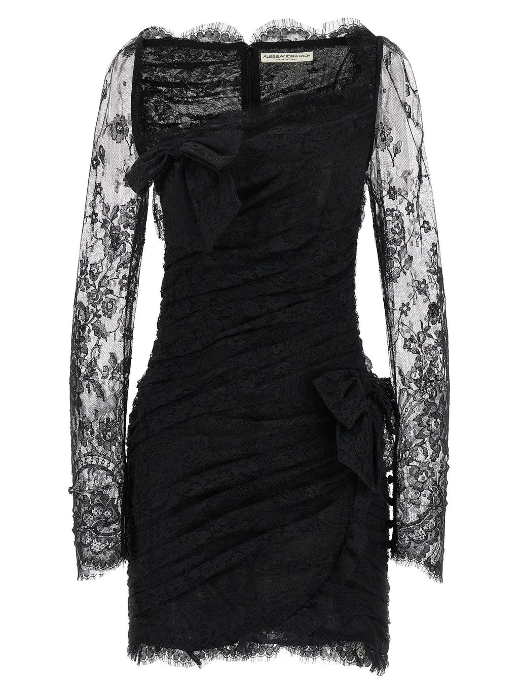 Alessandra Rich Black Organic Cotton Short Dress