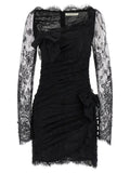 Alessandra Rich Black Organic Cotton Short Dress